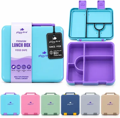 Glossy Bird Kids Bento Lunch Box 5 Compartments Leak-Proof BPA-Free School Meal Carrier