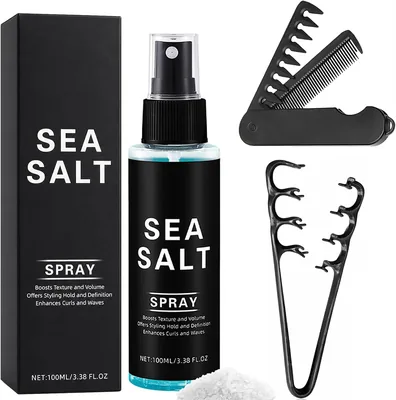 Peine Texturizador para Hombre con Peine Plegable y Sea Salt Spray Set | Tratamiento de Sal Marina para el Cabello Masculino