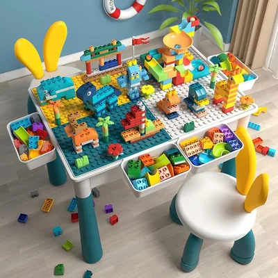 Kids Activity Table Set with Chairs & Large Blocks - Best Deal