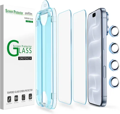 amFilm OneTouch Mica para iPhone 18 Pro de 6.3'' Protector de Pantalla | Vidrio Templado, Alineación Automática