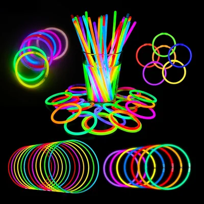 8" Glow Sticks 100 Pcs with Connectors - Party Decorations
