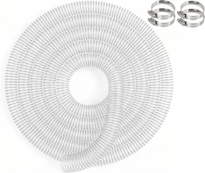 Sugslang 100 mm, 3 m transparent PVC dammuppsamlingsslang flexrör sugslang med 4 slangklämmor i rostfritt stål, dammsugarslan - Best Deal