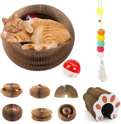 Rascadores para Gatos Interactivos con Pelota, Plegable | Orgánico Mágico para Felinos