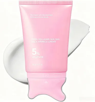 PDRN Collagen Gua Sha Neck Cream, Firming Moisturizer with Volufiline & Multi-Peptide Complex