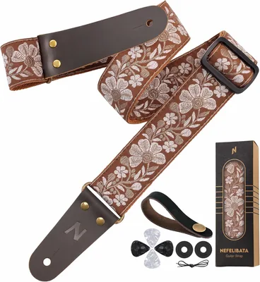 Nefelibata Guitar Strap 2" Embroidery Leather - Best Deal