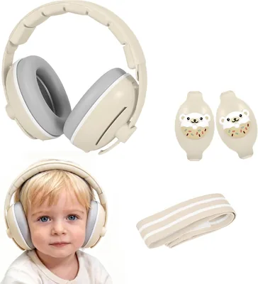 FDKene 2 en 1 Écouteurs Anti-Bruit pour Bébés, Protection Auditive Réglable pour Enfants jusqu'à 48 Mois, Confort