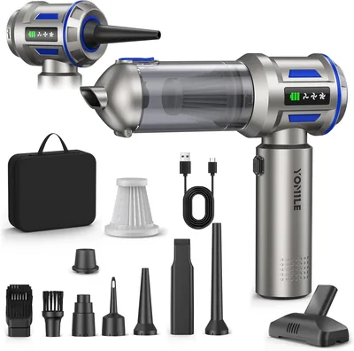Yomile Aspiradora de Mano 27000Pa/135W, Aspiradora Inalámbrica para Coche 4 en 1, Aspiradoras de Mano con Motor sin Escobillas