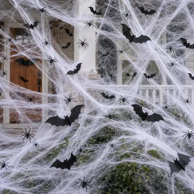 1600 Sqft Spider Web Halloween Decoration Set - 100 Spiders
