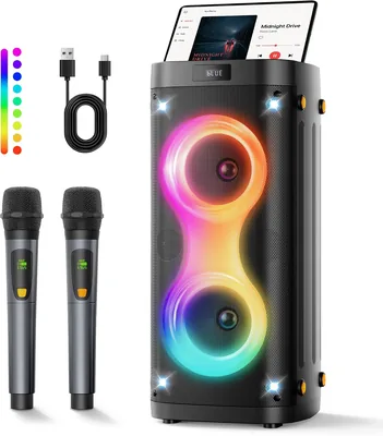 Karaoke Machine w/ 2 Mics - Bluetooth Speaker