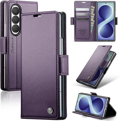 oiysrtoc Fallför Samsung Galaxy Z Fold 8 Ultra, Premium PU Leder Skyddsfal, RFID Blokering, Kartplatser