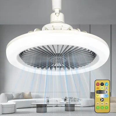 Ventilatore a Soffitto Xiexieni E27 con Luci Silenziose, 3 Velocità Regolabile, Telecomando, Dimmabile, Ventilatore da Soffitto 30W per Camera da Letto