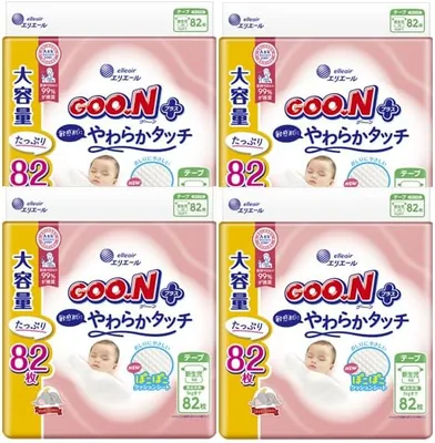 エリエール グーン プラス 敏感肌用おむつ 4個セット（328枚） NB 82枚×4 29% Off