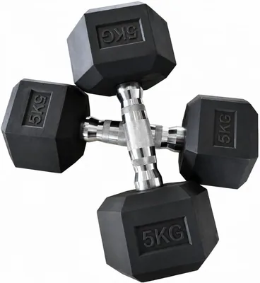 Set de pesas de 11 lbs (par), diseño hexagonal con mangos antideslizantes y cabeza de goma, ideal para ejercitarse en casa o en el gimnasio