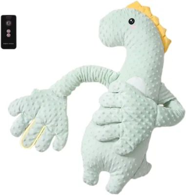 GEBYUI 乳児睡眠サポート 動物デザイン ぬいぐるみ型 安眠クッション タッピング風やさしい刺激 添い寝サポート おやすみ枕 寝かしつけ補助 抱き枕 室内用育児アイテム リラックス就寝用 (7A 抗菌 グリーン恐竜) Best Deal