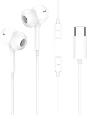 سماعات رأس USB-C سلكية للأيفون 17/16/15 Pro Max Plus - سماعات Type C بميكروفون وتبديل صوتي للضجيج
