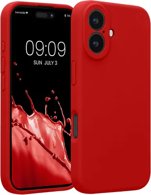 kwmobile Telefonhulla för Apple iPhone 16 - Silikonhulle med gummiüberläggning - Klassiskt rödt