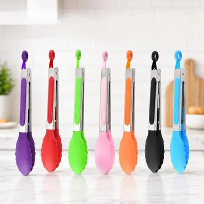 7 Inch Heat Resistant Kitchen Tongs with Silicone Tips - Best Deal