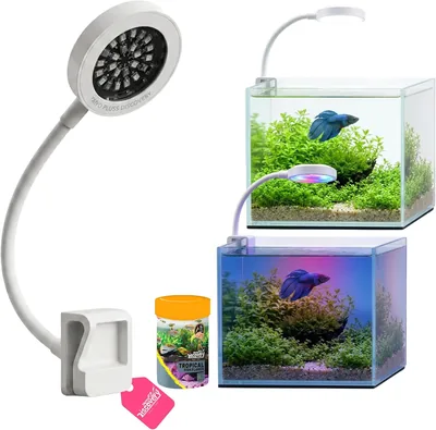टायो प्लस डिस्कवरी एक्वेरियम एलईडी क्लिप-ऑन लाइट - 2.5W + मुफ्त फिश फूड फ्लेक्स (10g) | पूरा स्पेक्ट्रम एलईडी के साथ 3 लाइटिंग मोड
