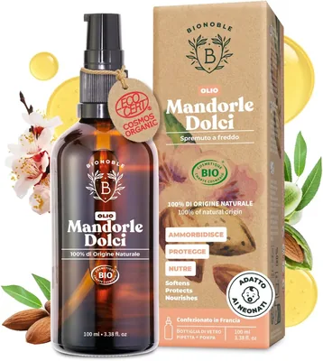 BIONOBLE Olio di Mandorle Dolci Puro - Spremuto a Freddo, Naturale - 100ml | Olio Corpo Idratante Pelle Secca, Massaggio Viso Best Deal