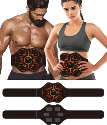 AILEDA Électrostimulateur, Ceinture d'électrostimulation abdominale, 6 modes et 19 intensités, pour les abdominaux et les bras
