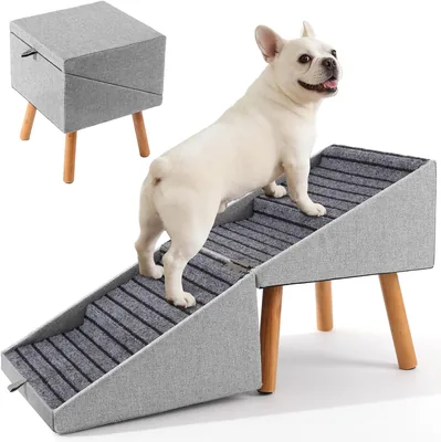 H Split Ottoman Dog Ramp for Couch & Bed, Non-Slip Stairs
