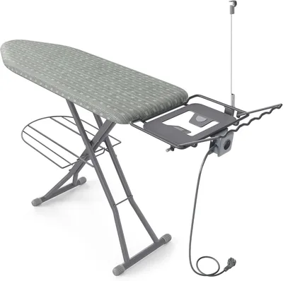 SONGMICS BORIX LLB022G101 Bügelbrett mit Steckdose und Ablage, Bügelfläche 129 x 38 cm, Höhe verstellbar, für Dampfbügeleisen - 27% Rabatt
