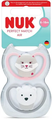 NUK Perfect Match Air Soother Cat & Polar Bear 6-18m