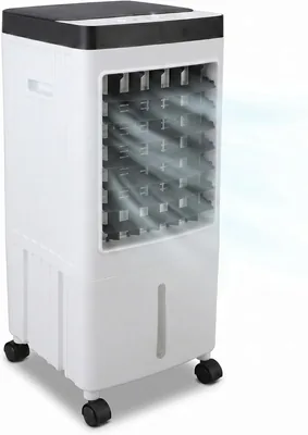 VINGVO Luftkühler Ohne Abluftschlauch 10 L, 65 W Mobilen Klimaanlage mit Wasserkühlung, 3 Stufen Fernbedienung Timer, A