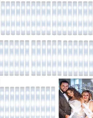 White LED Foam Glow Sticks 48cm, 10Hrs Flashing Party Decorations (50pcs) Best Deal