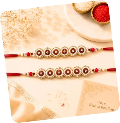 FINEMOE Rudraksha Rakhi सेट भाई के लिए, आध्यात्मिक माला, 2 के सेट | समायोज्य