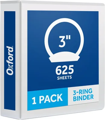 Oxford 3 Inch Binder - White (625 Sheet)