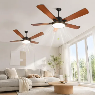 Ventilatore a Soffitto Aigostar Ø132 cm con Luce, Telecomando, 3 CTT Dimmabili, 6 Velocità, Timer, Adatto per Living