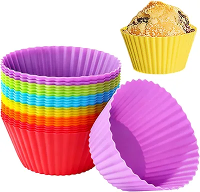 Paquete de 24 Capacillos de Silicona para Muffins y Cupcakes, Antiadherentes, Mini 7 cm