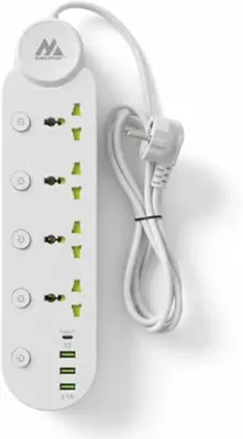 إلمجربي مخرج كهربائي متعدد المنافذ مع 4 منافذ عالمية، 3 منافذ USB و منفذ Type-C، شحن سريع، حماية من الإفراط في التحميل - أفضل سعر