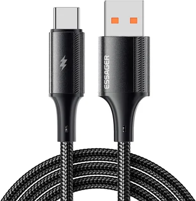 كابل شاحن Essager 6A 120W مع منفذ USB-C - متين بنية النايلون - مصمم خصيصًا لجهاز Xiaomi و Redmi و Poco و Black Shark