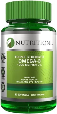 Nutritional Fish Oil 1000 mg Triple Strength - Omega-3 Fatty Acids EPA & DHA
