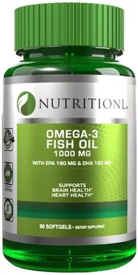 Nutritional Omega-3 Fish Oil 1000mg 60 Softgels - EPA 180mg & DHA 120mg