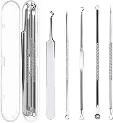 Kit para Quitar Espinillas y Granos 5 Piezas, Removedor de Puntos Negros