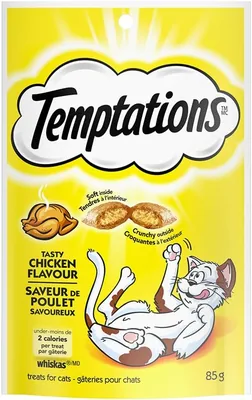 Temptations premios para Gato Sabor Pollo Sabroso, 12 Pack de 85gr c/u - Crujientes por Fuera y Cremosos por Dentro