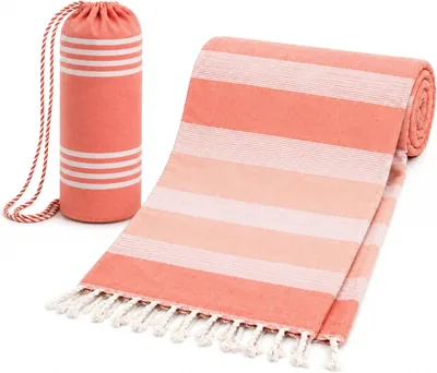 Toalla de Playa BOSKIMO Grande con Bolsa - Rayas Fouta Sarong y Bordes