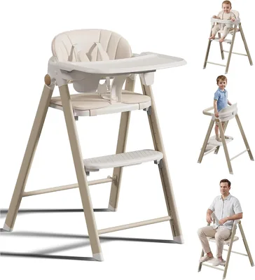 2-in-1 Foldable High Chair & Toddler Tower - Convertible Feeding Set