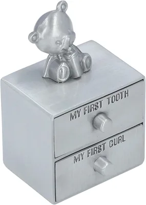 Tooth Fairy Keepsake Box - Alloy Baby Tooth Storage with Bear Decor
