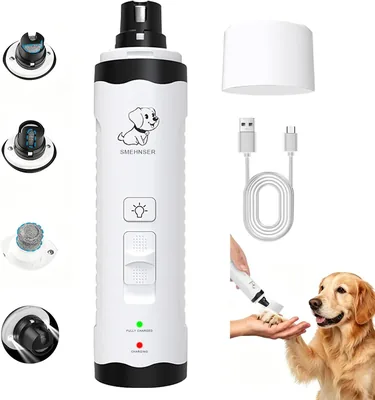 مطحنة أظافر الكلاب، مقصوصة كهربائية بسرعة مزدوجة مع إضاءتين LED، قابلة للشحن عبر USB خالية من الضوضاء مؤلمة لتجميل الأقدام