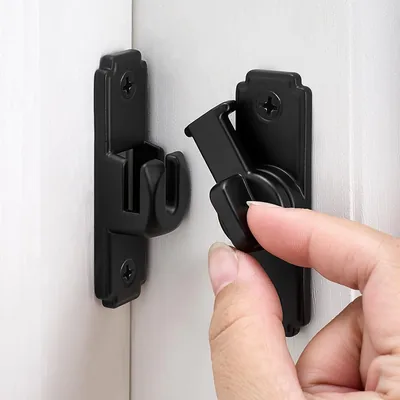 Black Barn Door Latch, Aluminum Alloy 90/180° Flip Gate Lock