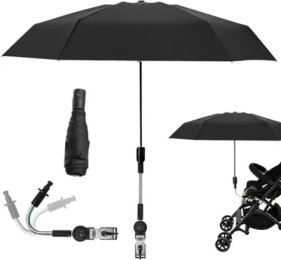 Universal-Regenschirm für Kinderwagen, Sonnenschutz-Regenschirm, schwarz | Beste Preis - Vergleichen und Sparen jetzt