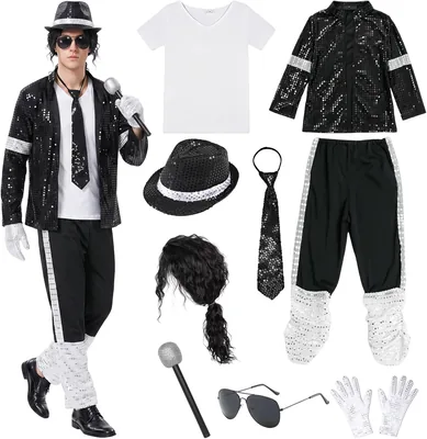 Hosmateey 80s Mich-ael Fancy Dress Costume Retro Pop Star Outfit Best Deal