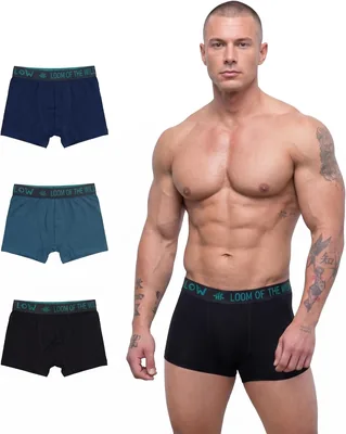 Loom of the Wild Men’s Bamboo Cotton Boxer (3 Pack) - Trunk Style Breathable Stretch Underwear