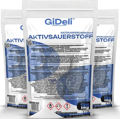 GiDeli Aktiv Oksongren och Fleckborttagen 3 x 1 kg - Chlorfritt Oksongren för Vildnäppiga Flecker och Färgningar