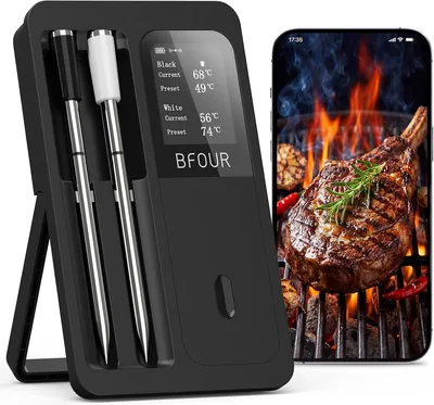 BFOUR Meat Thermometer BF-40 med 2 Prober Alarm Wi-Fi för Grill och Ovn