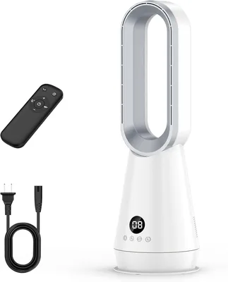 Tour de ventilation sans lame, silencieuse avec télécommande, 8 vitesses, moteur sans balai, rotation horizontale 80°, minuteur 9h, table